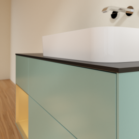 Тумба под раковину Villeroy & Boch Finion 120х50,1 см с подсветкой МДФ оливковый матовый лак/стекло черное матовое G682HFGM