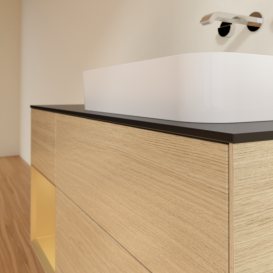 Тумба под раковину Villeroy & Boch Finion 120х50,1 см с подсветкой МДФ шпон дуба/стекло черное матовое G682HFPC