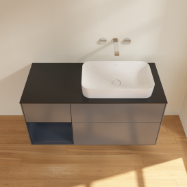 Тумба под раковину Villeroy & Boch Finion 120х50,1 см с подсветкой МДФ антрацит матовый лак/стекло черное матовое G682HGGK