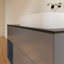 Тумба под раковину Villeroy & Boch Finion 120х50,1 см с подсветкой МДФ антрацит матовый лак/стекло черное матовое G682HGGK