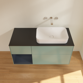 Тумба под раковину Villeroy & Boch Finion 120х50,1 см с подсветкой МДФ оливковый матовый лак/стекло черное матовое G682HGGM