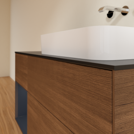 Тумба под раковину Villeroy & Boch Finion 120х50,1 см с подсветкой МДФ шпон грецкого ореха/стекло черное матовое G682HGGN