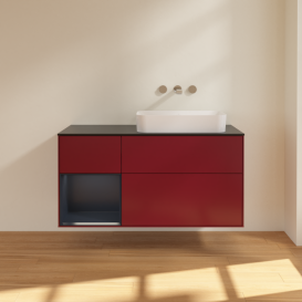 Тумба под раковину Villeroy & Boch Finion 120х50,1 см с подсветкой МДФ пион матовый лак/стекло черное матовое G682HGHB