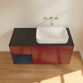 Тумба под раковину Villeroy & Boch Finion 120х50,1 см с подсветкой МДФ пион матовый лак/стекло черное матовое G682HGHB