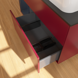 Тумба под раковину Villeroy & Boch Finion 120х50,1 см с подсветкой МДФ пион матовый лак/стекло черное матовое G682HGHB