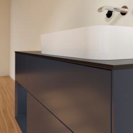 Тумба под раковину Villeroy & Boch Finion 120х50,1 см с подсветкой МДФ темно-синий матовый лак/стекло черное матовое G682HGHG