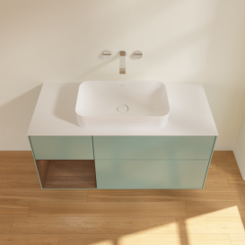 Тумба под раковину Villeroy & Boch Finion 120х50,1 см с подсветкой МДФ оливковый матовый лак/стекло белое матовое F701GNGM