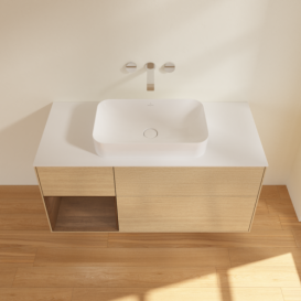 Тумба под раковину Villeroy & Boch Finion 120х50,1 см с подсветкой МДФ шпон дуба/стекло белое матовое F701GNPC