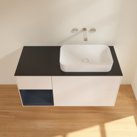 Тумба под раковину Villeroy & Boch Finion 120х50,1 см с подсветкой МДФ белый матовый лак/стекло черное матовое G682HGMT