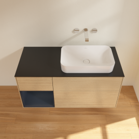 Тумба под раковину Villeroy & Boch Finion 120х50,1 см с подсветкой МДФ шпон дуба/стекло черное матовое G682HGPC