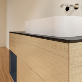 Тумба под раковину Villeroy & Boch Finion 120х50,1 см с подсветкой МДФ шпон дуба/стекло черное матовое G682HGPC