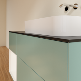 Тумба под раковину Villeroy & Boch Finion 120х50,1 см с подсветкой МДФ оливковый матовый лак/стекло черное матовое G682MTGM