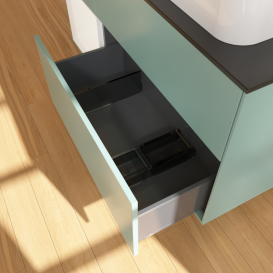 Тумба под раковину Villeroy & Boch Finion 120х50,1 см с подсветкой МДФ оливковый матовый лак/стекло черное матовое G682MTGM