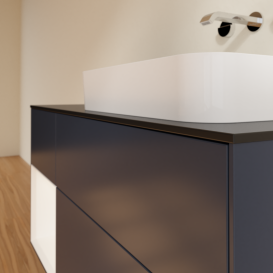 Тумба під раковину Villeroy & Boch Finion 120х50,1 см з підсвічуванням темно-синй матовий лак/скло біле матове G682MTHG