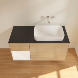 Тумба под раковину Villeroy & Boch Finion 120х50,1 см с подсветкой МДФ шпон дуба/стекло черное матовое G682MTPC