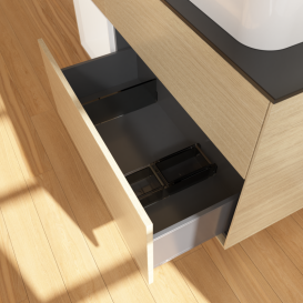 Тумба под раковину Villeroy & Boch Finion 120х50,1 см с подсветкой МДФ шпон дуба/стекло черное матовое G682MTPC