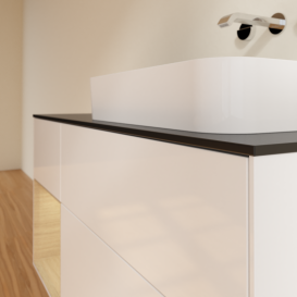 Тумба под раковину Villeroy & Boch Finion 120х50,1 см с подсветкой МДФ глянцевый белый лак/стекло черное матовое G682PCGF