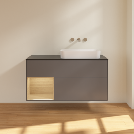 Тумба под раковину Villeroy & Boch Finion 120х50,1 см с подсветкой МДФ антрацит матовый лак/стекло черное матовое G682PCGK