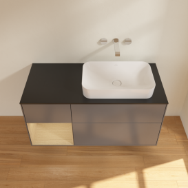 Тумба под раковину Villeroy & Boch Finion 120х50,1 см с подсветкой МДФ антрацит матовый лак/стекло черное матовое G682PCGK