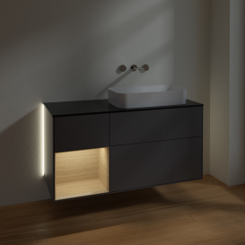 Тумба под раковину Villeroy & Boch Finion 120х50,1 см с подсветкой МДФ антрацит матовый лак/стекло черное матовое G682PCGK