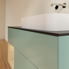 Тумба под раковину Villeroy & Boch Finion 120х50,1 см с подсветкой МДФ оливковый матовый лак/стекло черное матовое G682PCGM