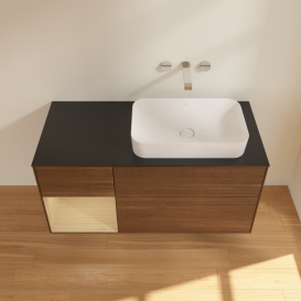 Тумба под раковину Villeroy & Boch Finion 120х50,1 см с подсветкой МДФ шпон грецкого ореха/стекло черное матовое G682PCGN