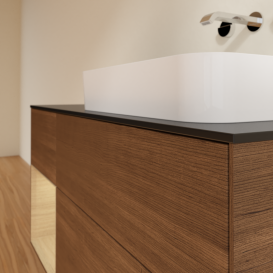 Тумба под раковину Villeroy & Boch Finion 120х50,1 см с подсветкой МДФ шпон грецкого ореха/стекло черное матовое G682PCGN