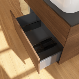 Тумба под раковину Villeroy & Boch Finion 120х50,1 см с подсветкой МДФ шпон грецкого ореха/стекло черное матовое G682PCGN