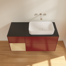 Тумба под раковину Villeroy & Boch Finion 120х50,1 см с подсветкой МДФ пион матовый лак/стекло черное матовое G682PCHB