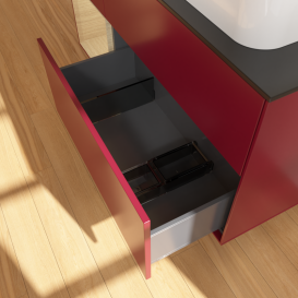 Тумба под раковину Villeroy & Boch Finion 120х50,1 см с подсветкой МДФ пион матовый лак/стекло черное матовое G682PCHB