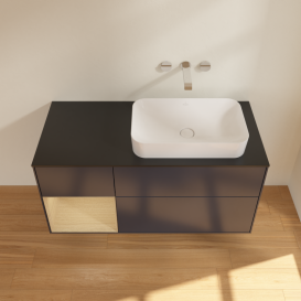 Тумба под раковину Villeroy & Boch Finion 120х50,1 см с подсветкой МДФ темно-синий матовый лак/стекло черное матовое G682PCHG