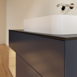 Тумба под раковину Villeroy & Boch Finion 120х50,1 см с подсветкой МДФ темно-синий матовый лак/стекло черное матовое G682PCHG