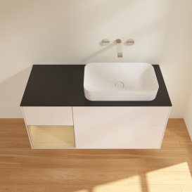 Тумба под раковину Villeroy & Boch Finion 120х50,1 см с подсветкой МДФ белый матовый лак/стекло черное матовое G682PCMT