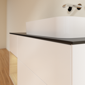 Тумба под раковину Villeroy & Boch Finion 120х50,1 см с подсветкой МДФ белый матовый лак/стекло черное матовое G682PCMT