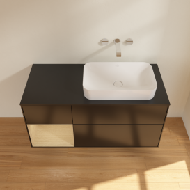 Тумба под раковину Villeroy & Boch Finion 120х50,1 см с подсветкой МДФ черный матовый лак/стекло черное матовое G682PCPD