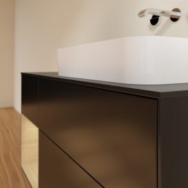 Тумба под раковину Villeroy & Boch Finion 120х50,1 см с подсветкой МДФ черный матовый лак/стекло черное матовое G682PCPD