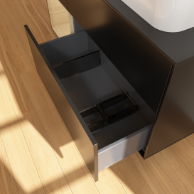 Тумба под раковину Villeroy & Boch Finion 120х50,1 см с подсветкой МДФ черный матовый лак/стекло черное матовое G682PCPD