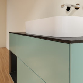 Тумба під раковину Villeroy & Boch Finion 120х50,1 см із підсвічуванням МДФ оливковий матовий лак/скло чорне матове G682PDGM