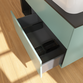 Тумба під раковину Villeroy & Boch Finion 120х50,1 см із підсвічуванням МДФ оливковий матовий лак/скло чорне матове G682PDGM