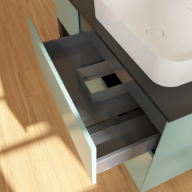 Тумба під раковину Villeroy & Boch Finion 120х50,1 см із підсвічуванням МДФ оливковий матовий лак/скло чорне матове G682PDGM