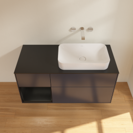 Тумба под раковину Villeroy & Boch Finion 120х50,1 см с подсветкой МДФ темно-синий матовый лак/стекло белое матовое G682PDHG