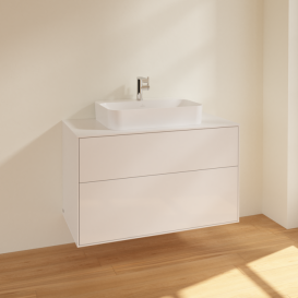 Тумба під раковину Villeroy & Boch Finion 100х50,1 см МДФ білий глянцевий лак/скло біле матове F35100GF