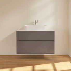 Тумба під раковину Villeroy & Boch Finion 100х50,1 см МДФ антрацит матовий лак/скло біле матове F35100GK