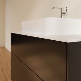 Тумба под раковину Villeroy & Boch Finion 100х50,1 см МДФ черный матовый лак/стекло белое матовое F35100PD