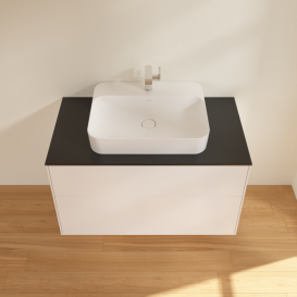 Тумба под раковину Villeroy & Boch Finion 100х50,1 см МДФ белый матовый лак/стекло черное матовое F35200MT