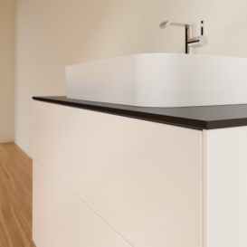 Тумба под раковину Villeroy & Boch Finion 100х50,1 см МДФ белый матовый лак/стекло черное матовое F35200MT