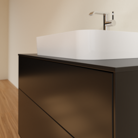 Тумба под раковину Villeroy & Boch Finion 100х50,1 см МДФ черный матовый лак/стекло черное матовое F35200PD