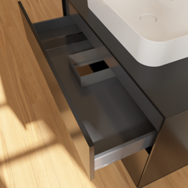 Тумба под раковину Villeroy & Boch Finion 100х50,1 см МДФ черный матовый лак/стекло черное матовое F35200PD