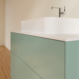 Тумба под раковину Villeroy & Boch Finion 100х50,1 см МДФ оливковый матовый лак/стекло белое матовое F35100GM