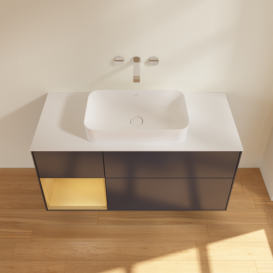 Тумба под раковину Villeroy & Boch Finion 120х50,1 см с подсветкой МДФ темно-синий матовый лак/стекло белое матовое F701HFHG